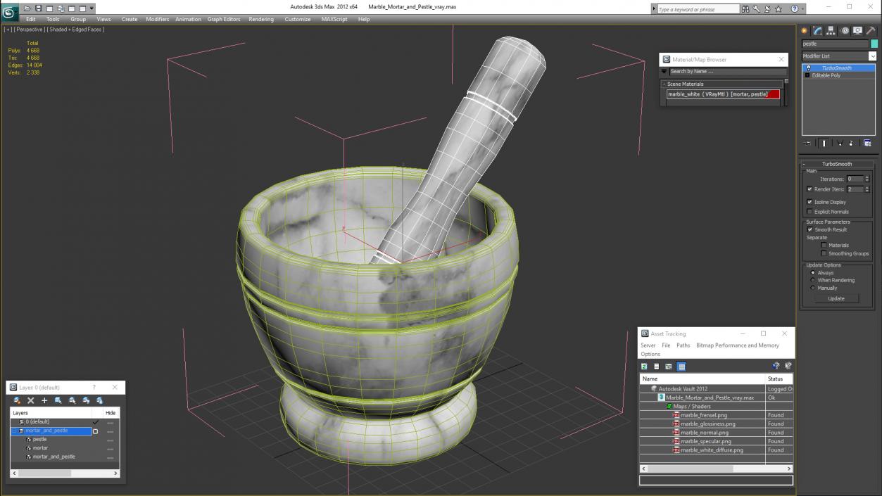 Marble Mortar and Pestle 3D model