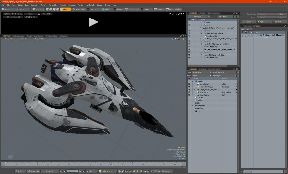 Sci Fi Fighter Jet Black 3D model