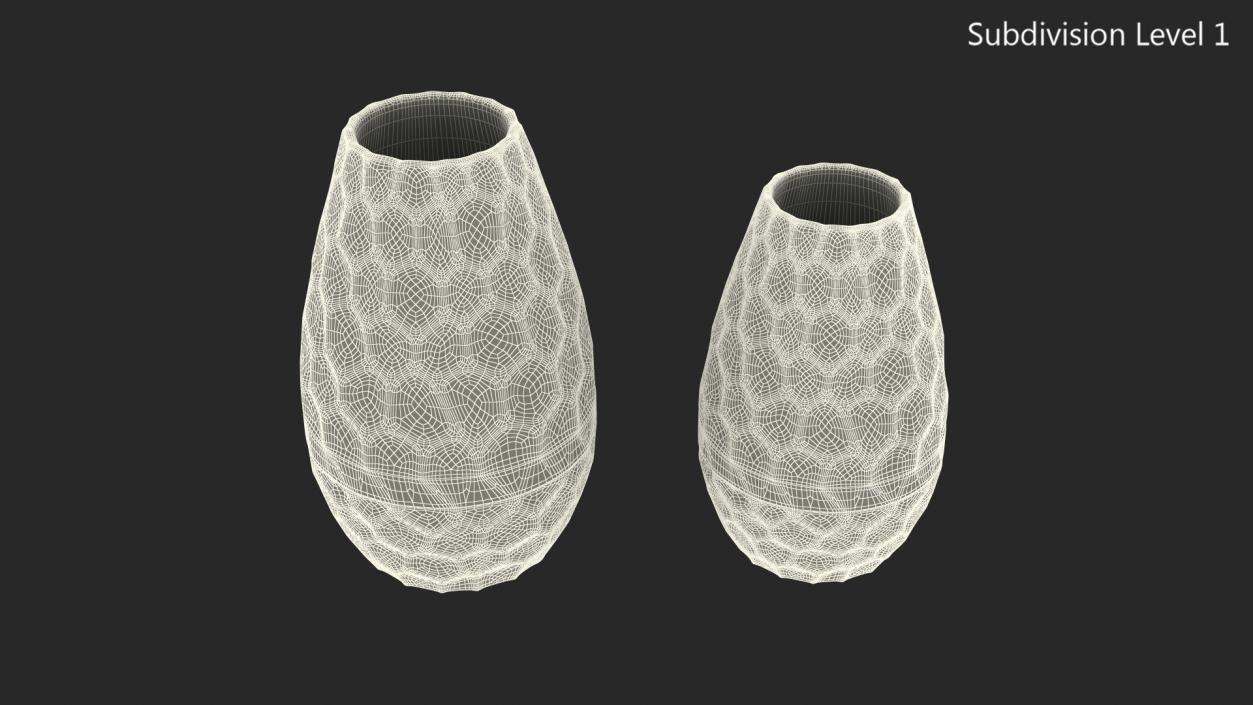 Modern Fashion Hexagon Vases Set 3D
