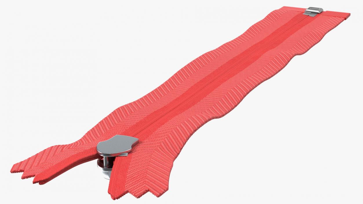 3D model Open End Nylon Coil Zipper Red