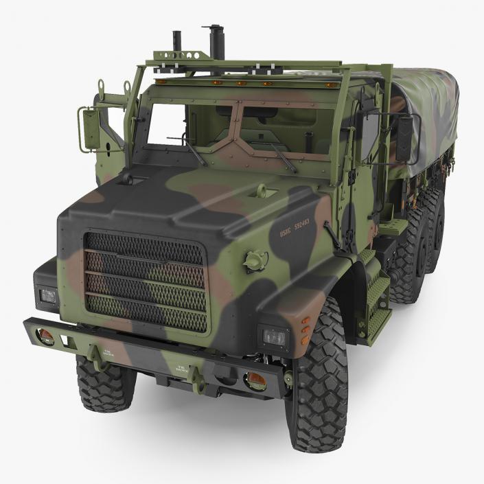 3D Military Medium Cargo Truck 6x6 with Tent Rigged model