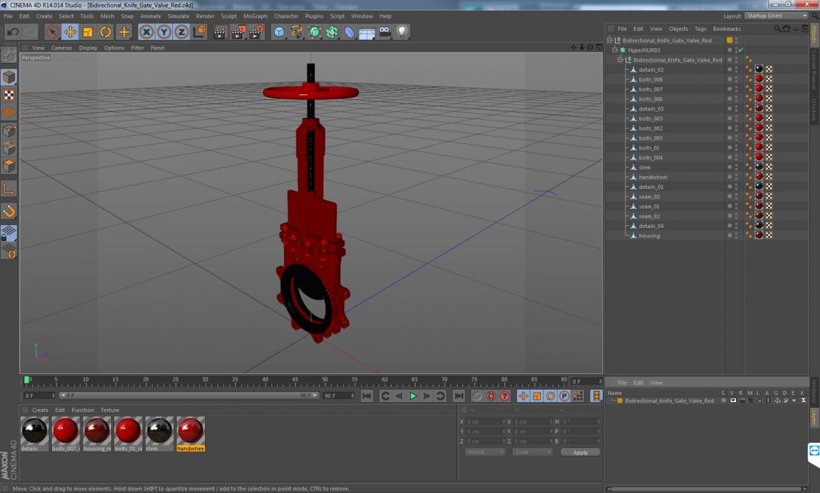 Bidirectional Knife Gate Valve Red 3D model