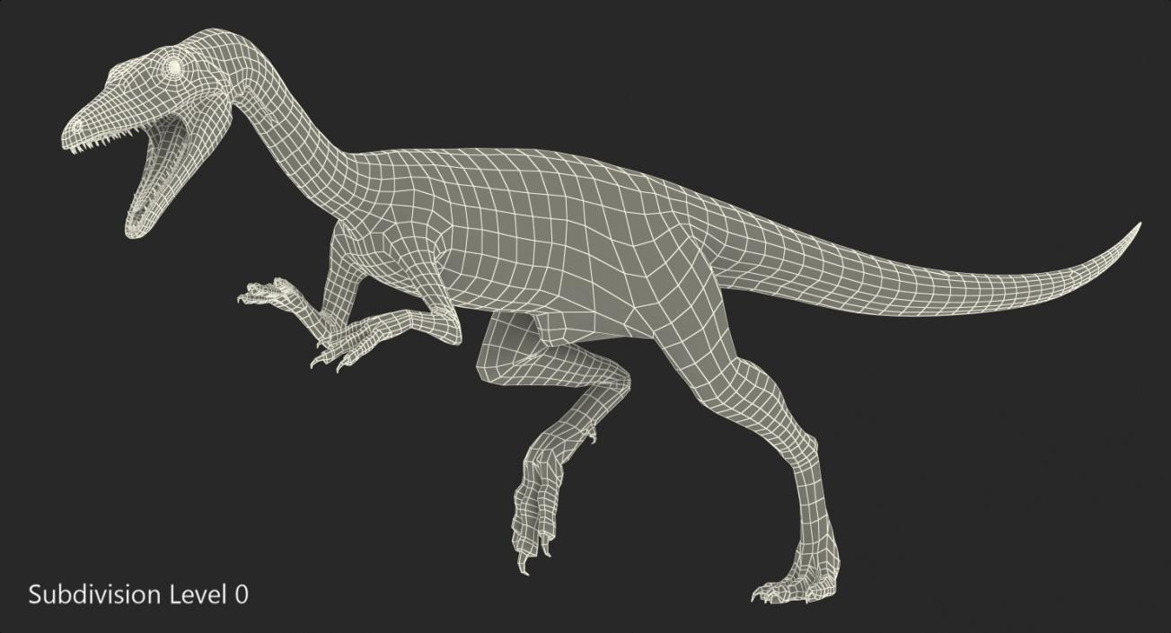 3D Compsognathus Dinosaur Run Pose