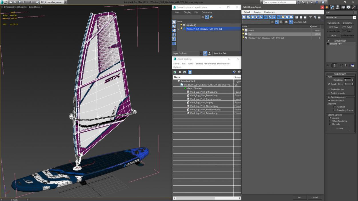 3D Windsurf SUP Gladiator with STX Sail