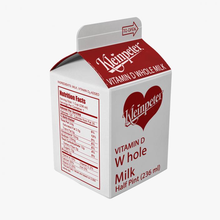 Milk Carton Pint Package 3D model