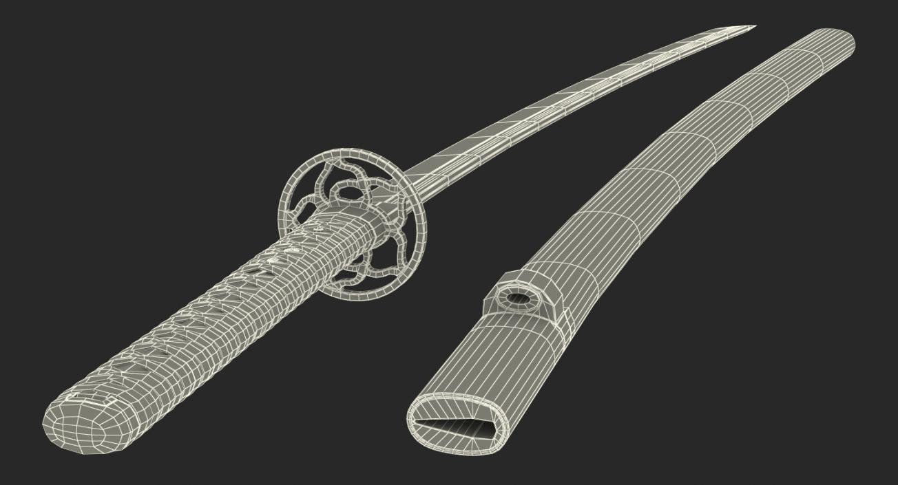 3D model Japanese Katana Sword Set