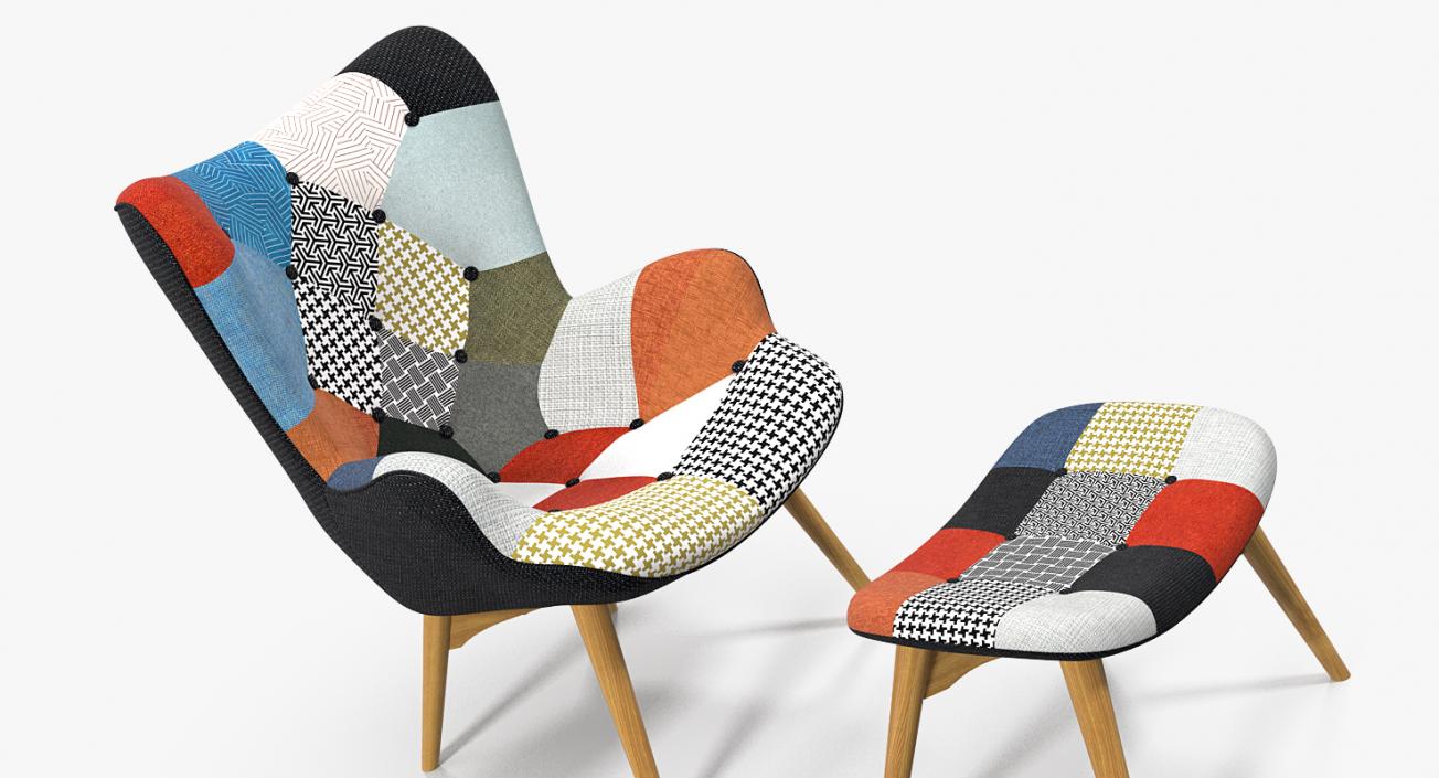 Grant Featherston Contour Lounge Chair Fabric Multicolour 3D