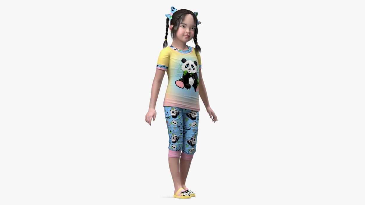 Asian Girl Baby in Pajamas Rigged for Maya 3D