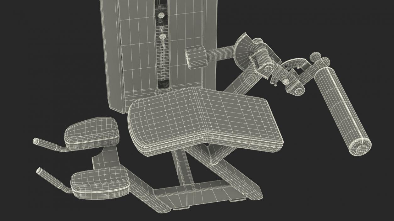 3D model Grey Prone Leg Curl Trainer Freemotion Rigged