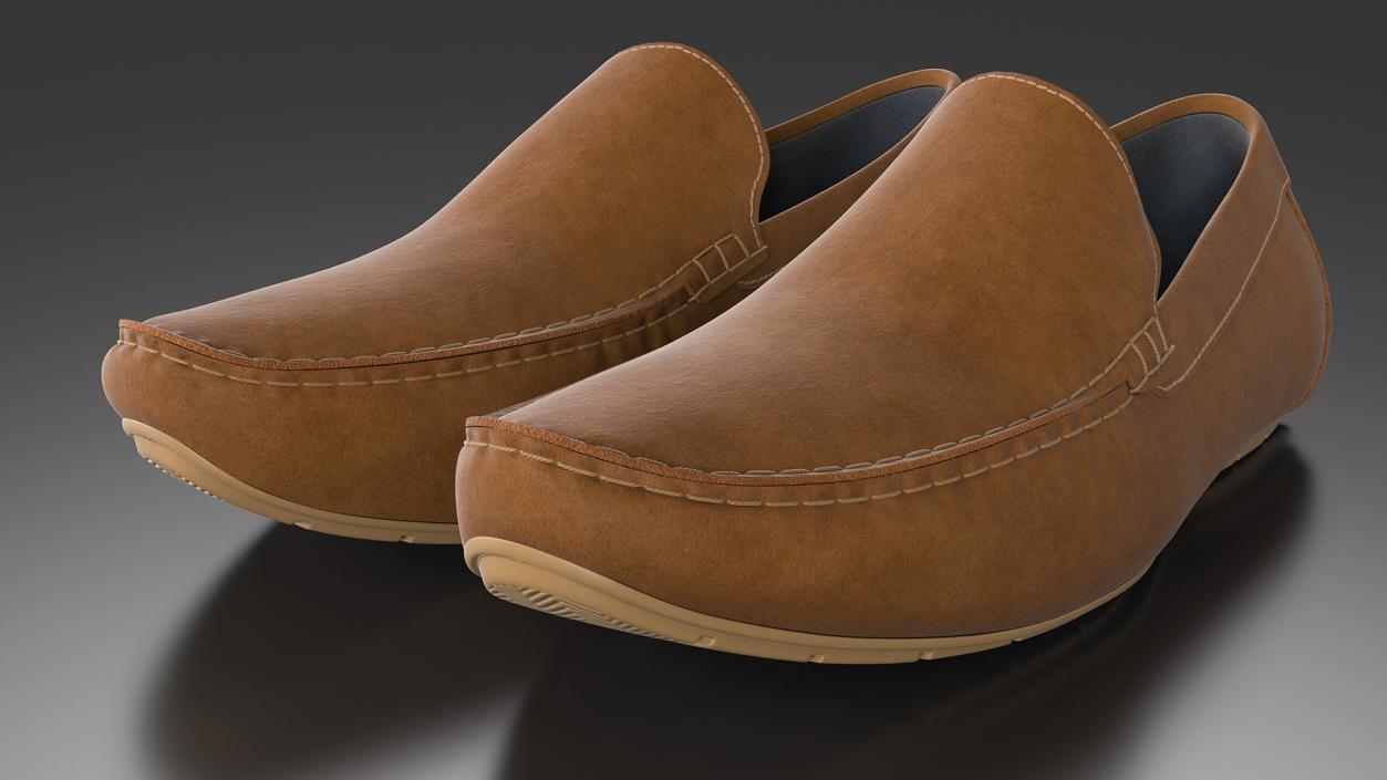 3D Mens Brown Casual Style Mocassins model