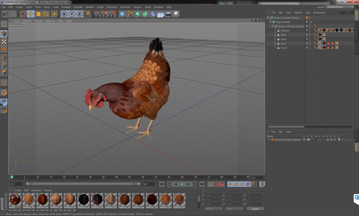 3D model Brown Chicken Eating