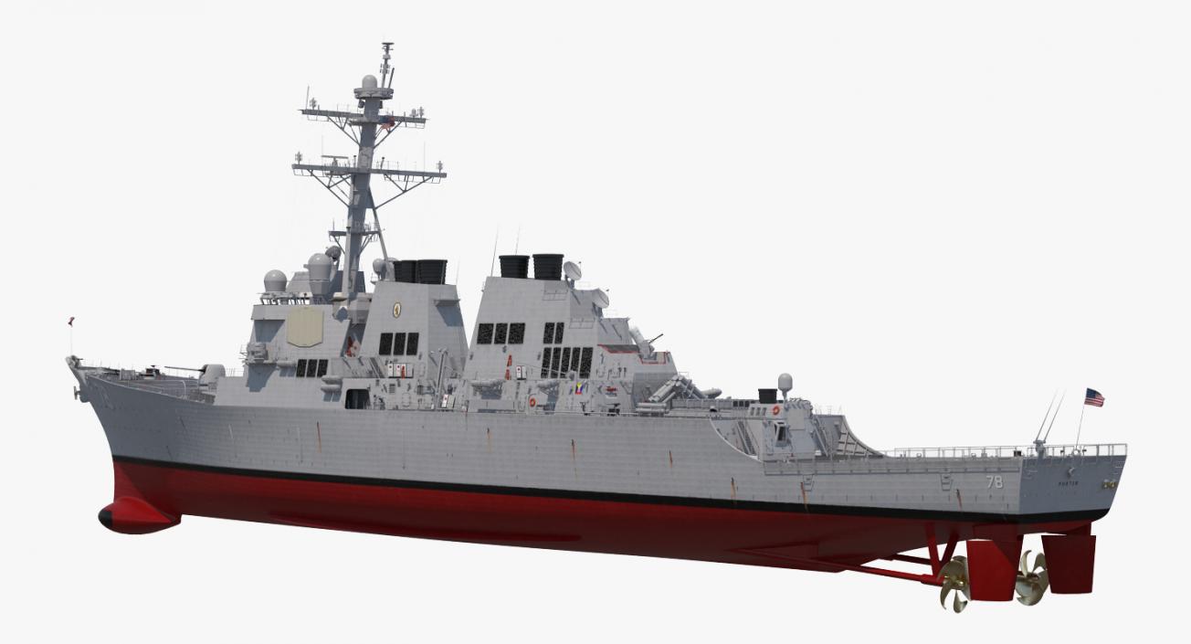 Arleigh Burke Destroyer Porter DDG-78 Rigged 3D model