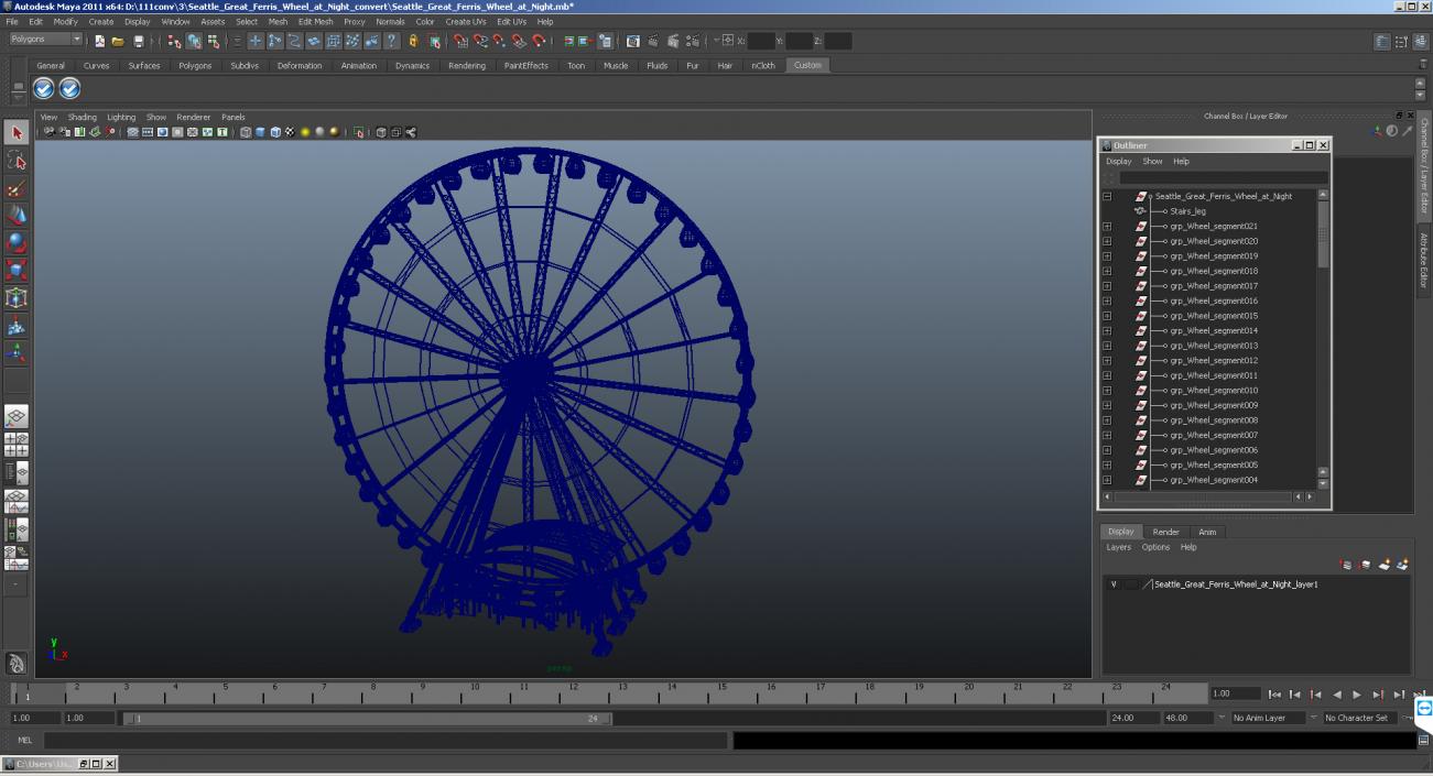 3D model Seattle Great Ferris Wheel at Night