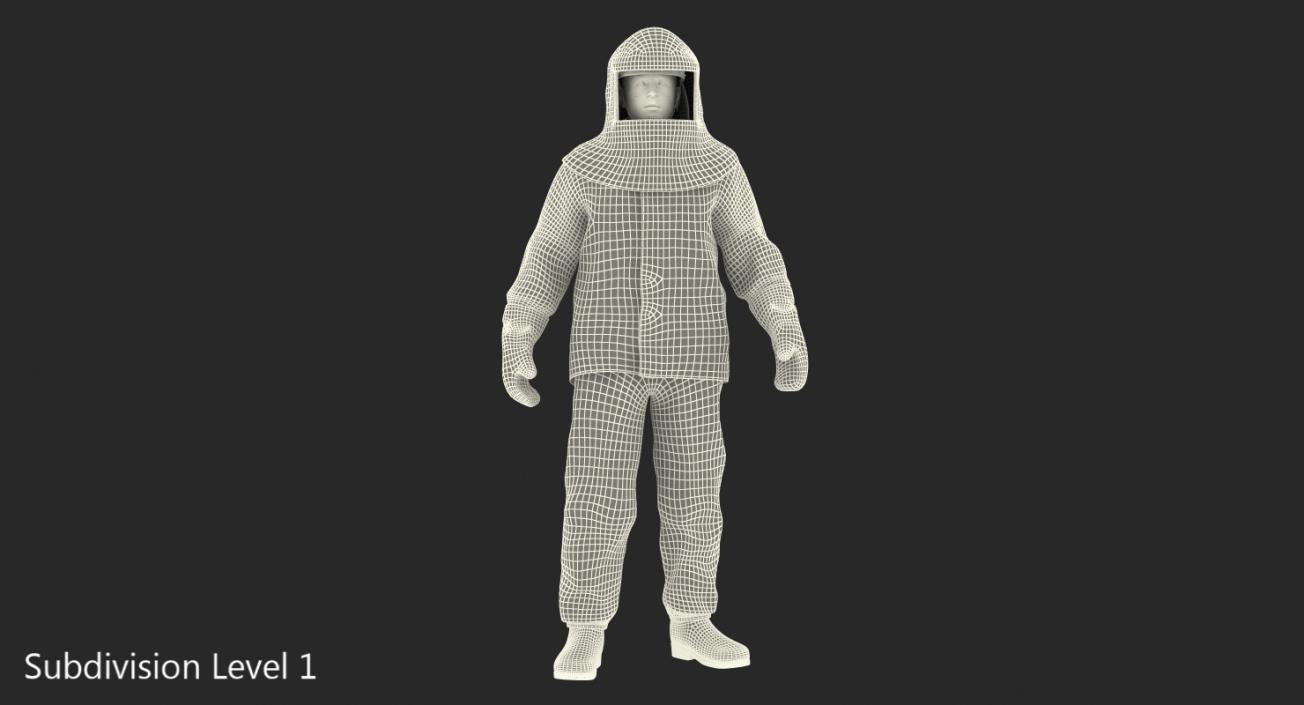 3D Firefighter Wearing Aluminium Fire Suit Standing Pose model