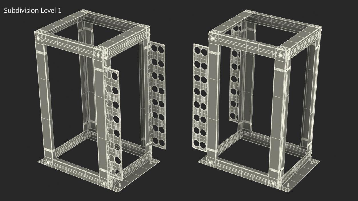 Open Frame Server Rack 24U Empty 3D