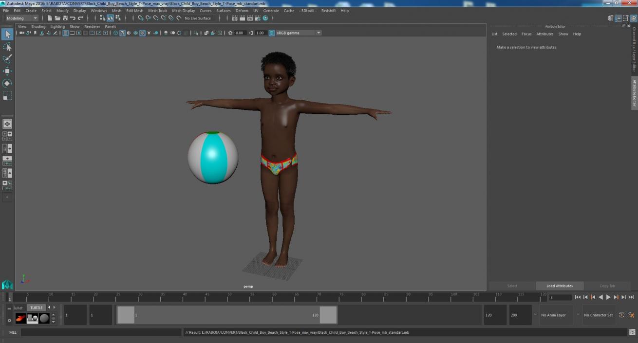 Black Child Boy Beach Style T-Pose 3D model