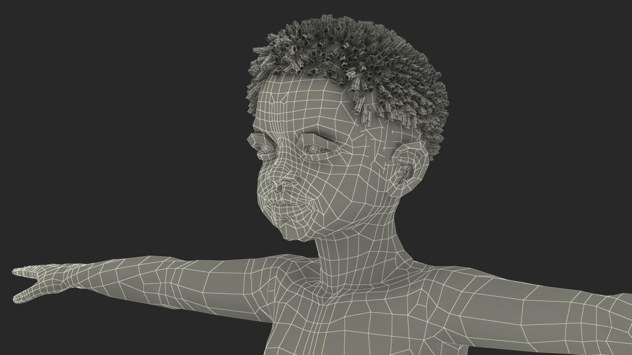 Black Child Boy Beach Style T-Pose 3D model