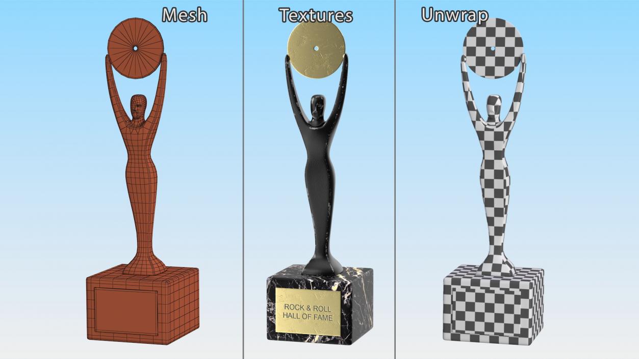 3D model Rock and Roll Hall of Fame Trophy Shabby