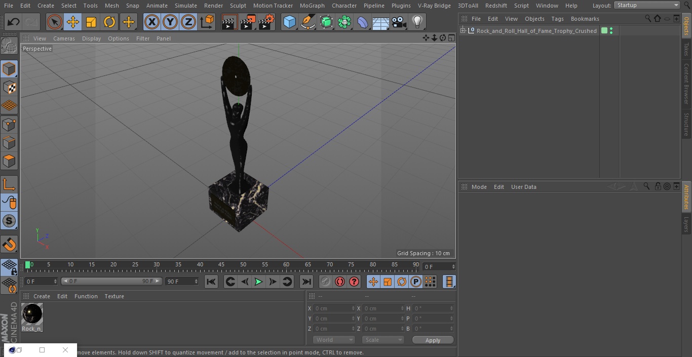 3D model Rock and Roll Hall of Fame Trophy Shabby