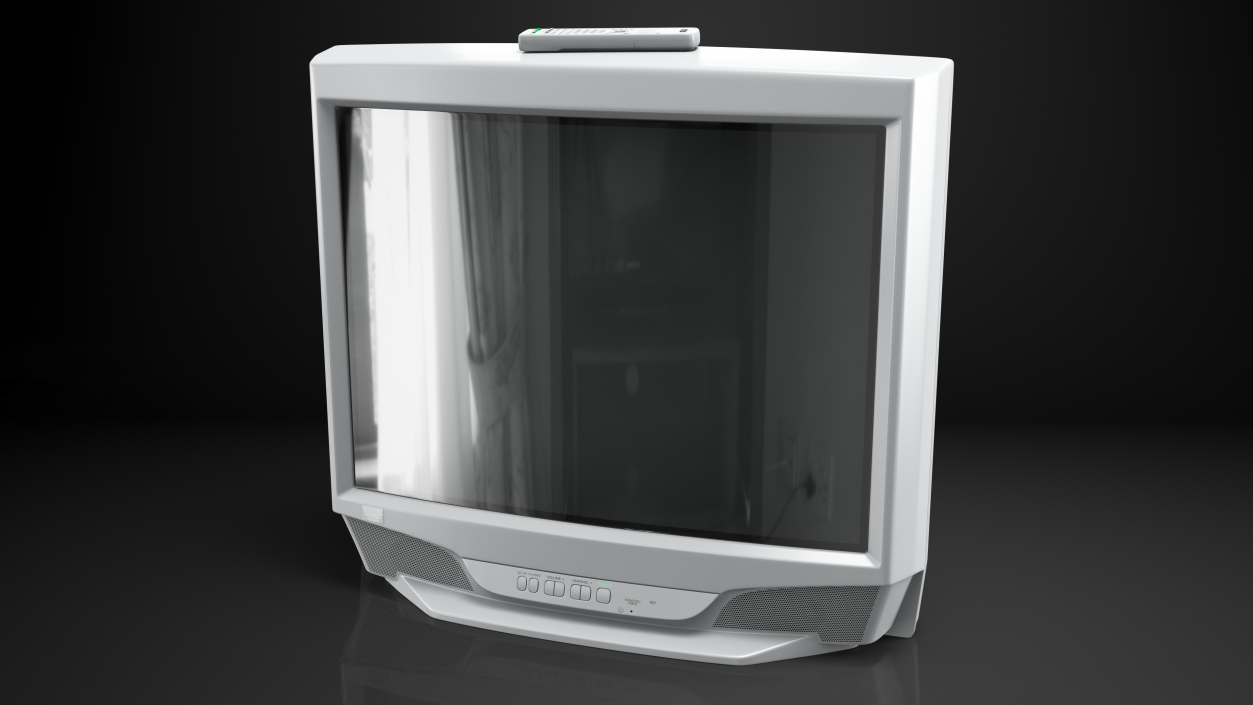 3D Vintage 00s CRT TV with IR Control Off model