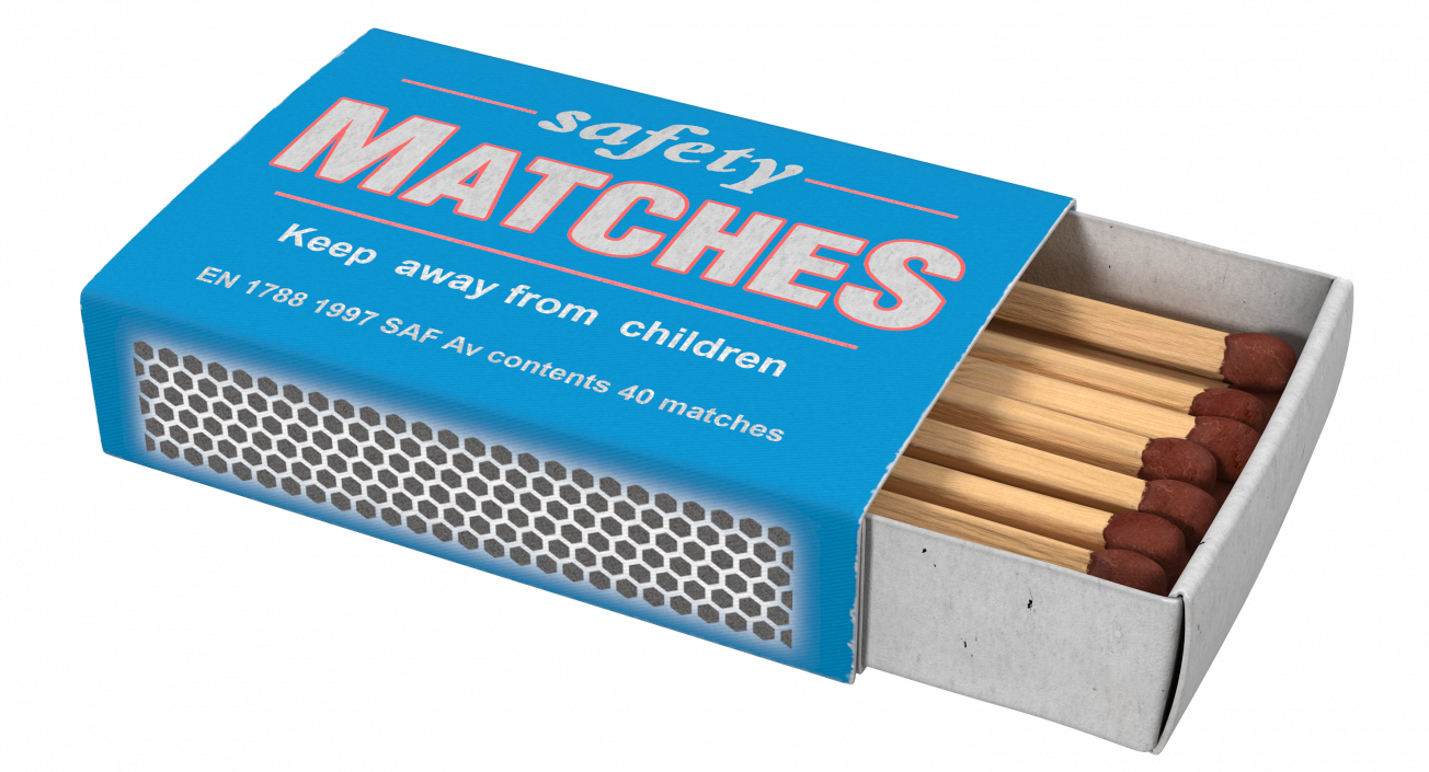 3D Matchsticks in Cardboard Matchbox model
