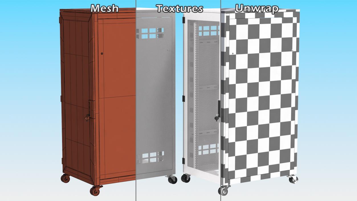 White 33U Floor Standing Rack Cabinet 3D