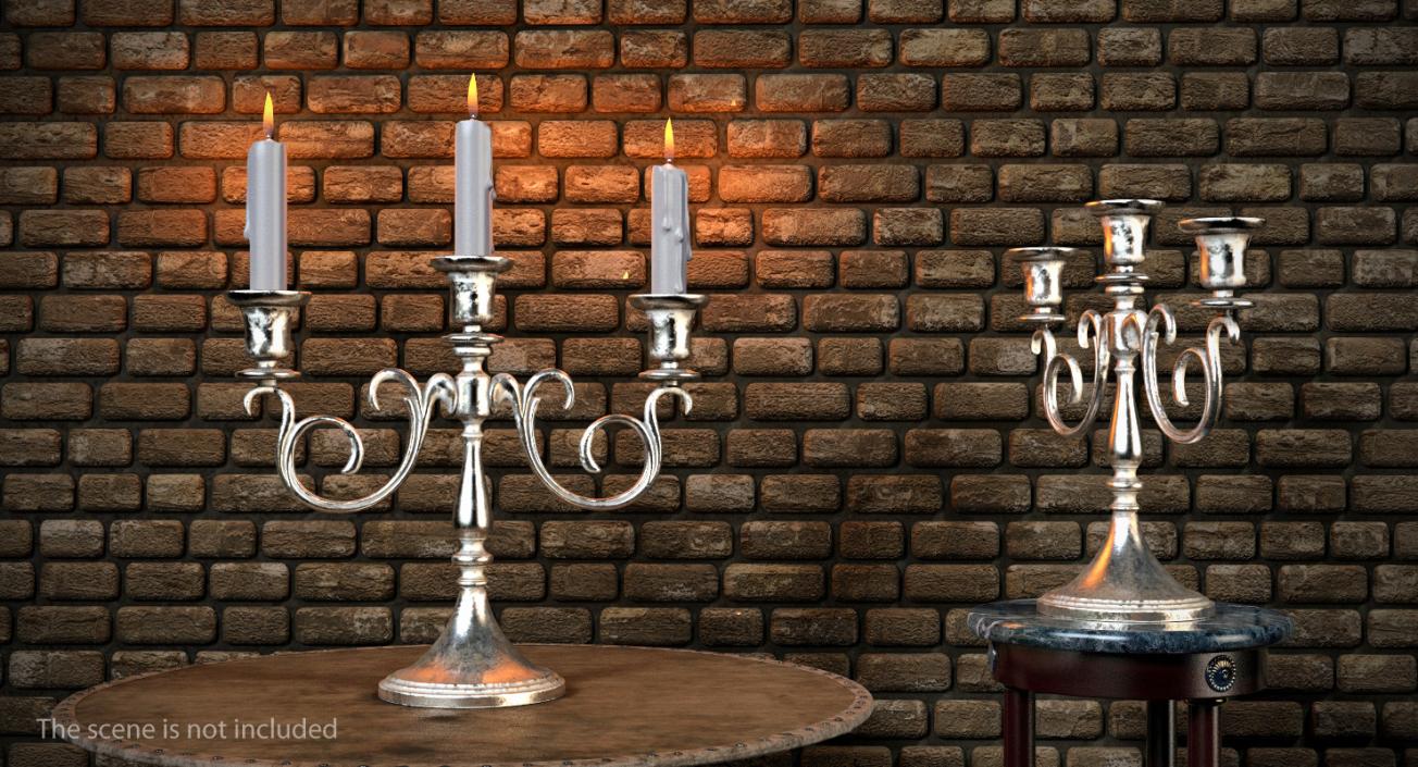 3D Silver Candle Holders
