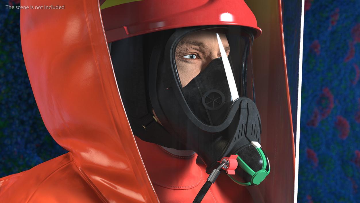 3D Heavy Duty Chemical Protective Suit Standing Pose Red model