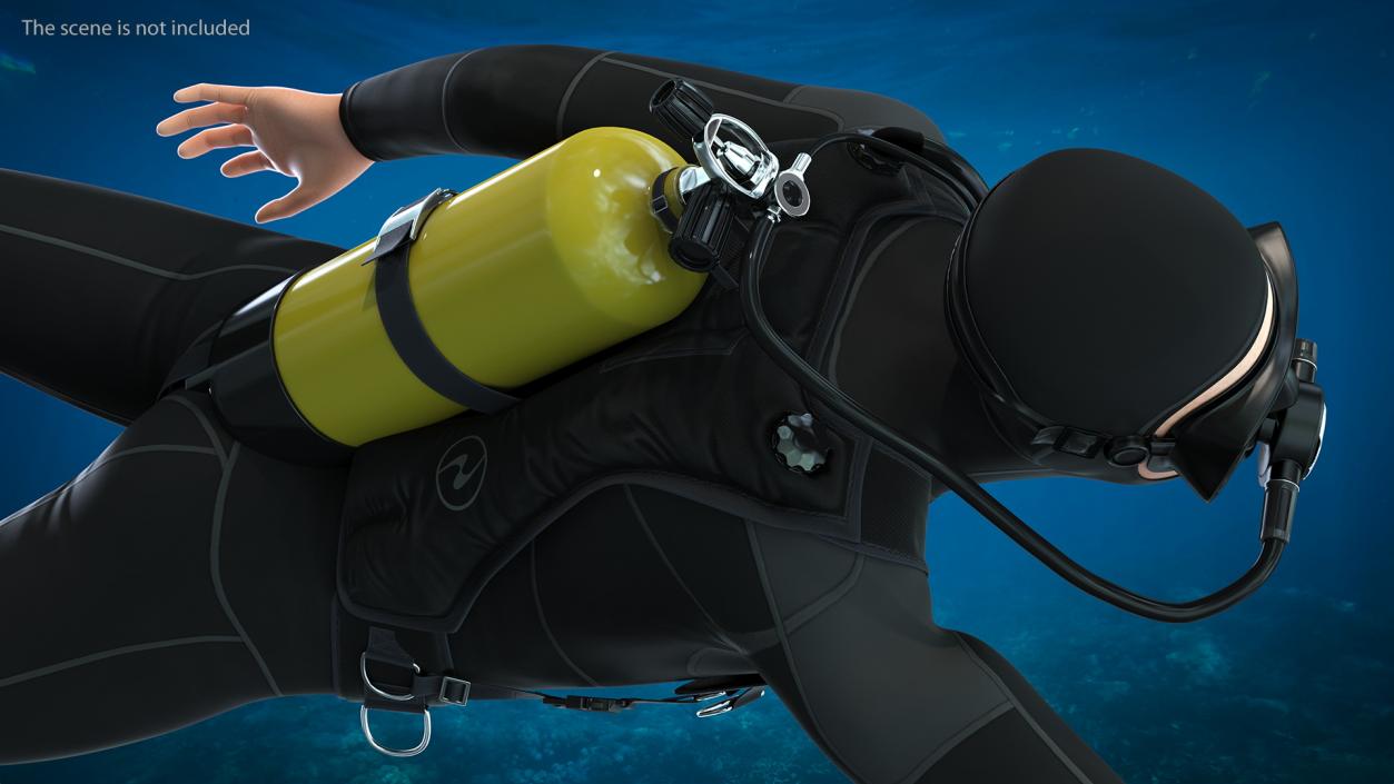 3D model Diver with Underwater Speargun  for Modo