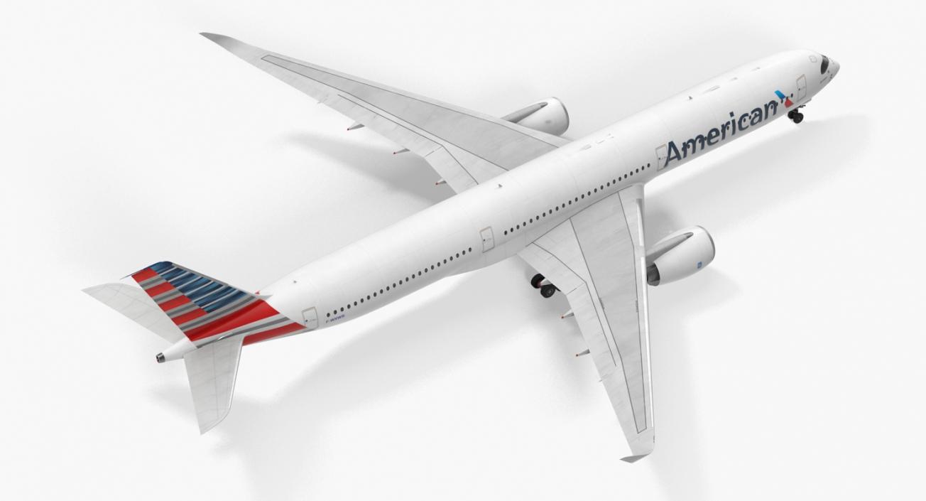 3D Airbus A350-1000 American Airlines Rigged