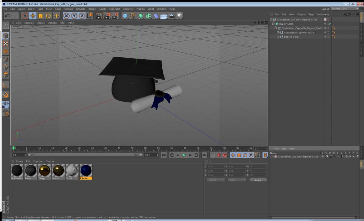 3D Graduation Cap with Degree Scroll model
