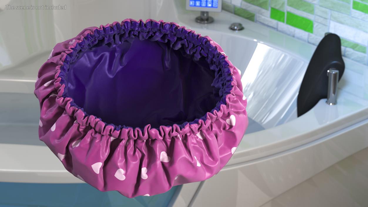 Satin Lined Shower Cap Pink 3D