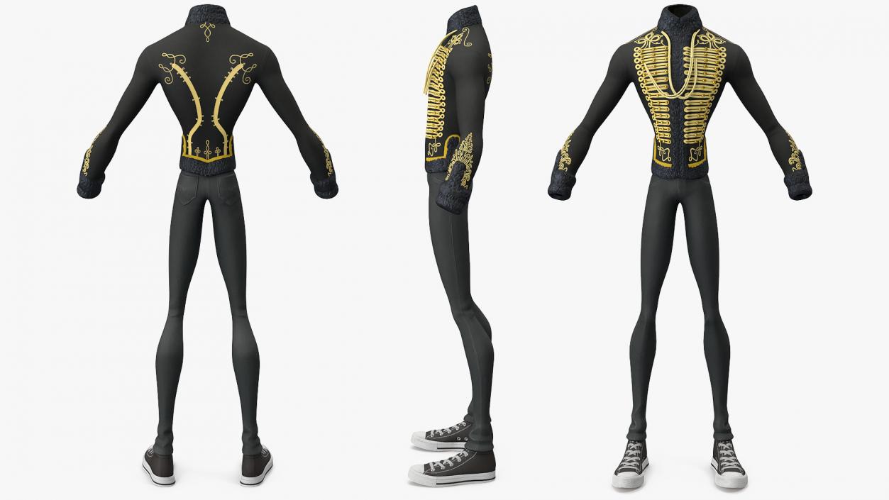 3D Cartoon Style Cavalry Jacket and Pants model
