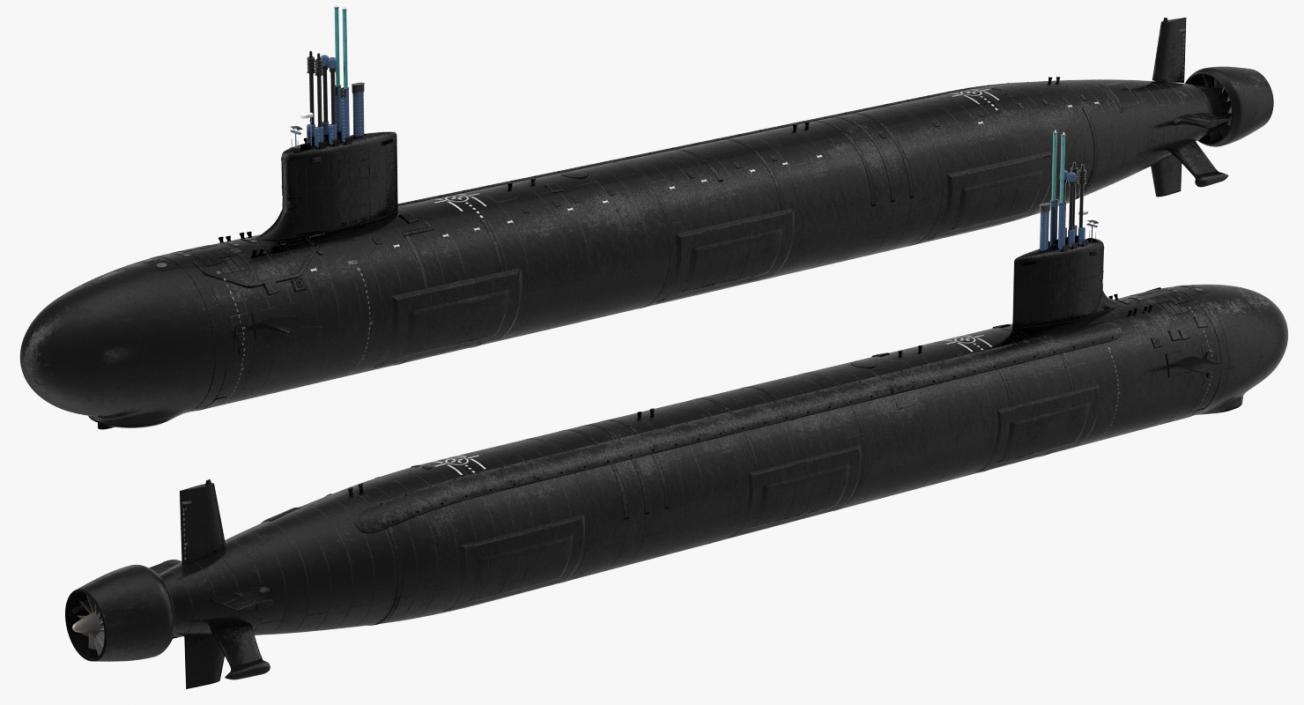 3D US Submarine Virginia SSN 774 Rigged
