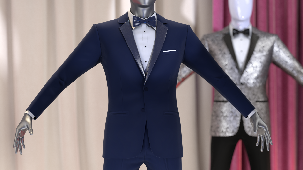 3D Tuxedo Blue Jacket model