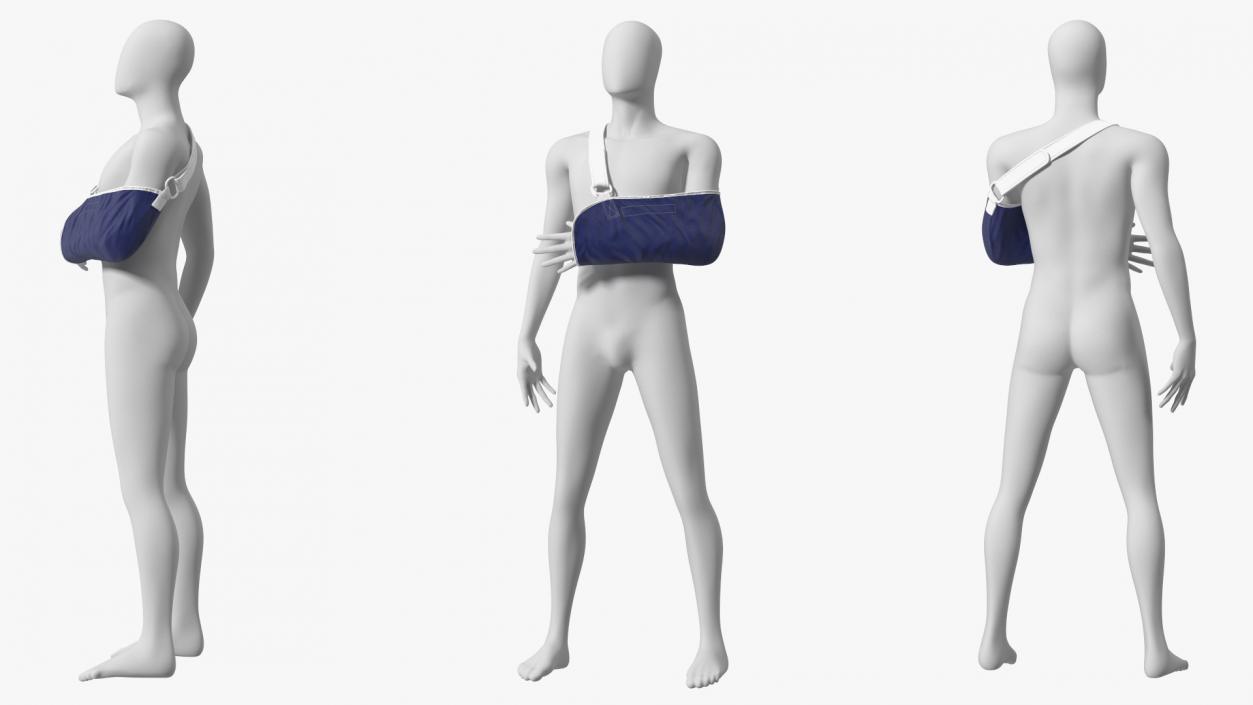 3D Arm Sling Bandage Blue Left Adjustable model