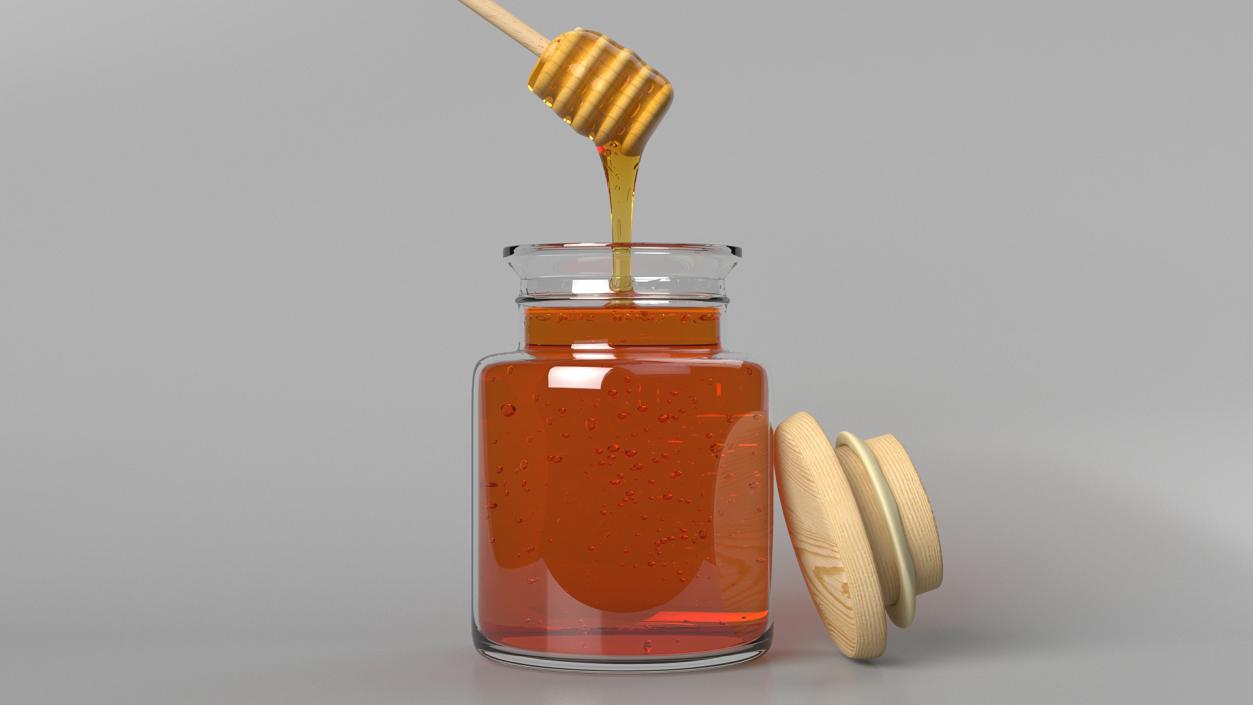 Honey Bottle with Honey Drizzler 3D