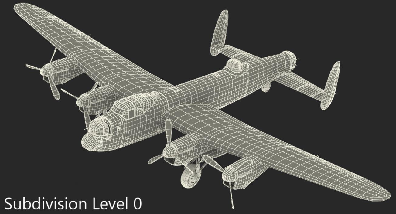 British Heavy Bomber Avro Lancaster WWII Rigged 3D