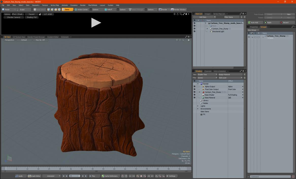 3D Cartoon Tree Stump model