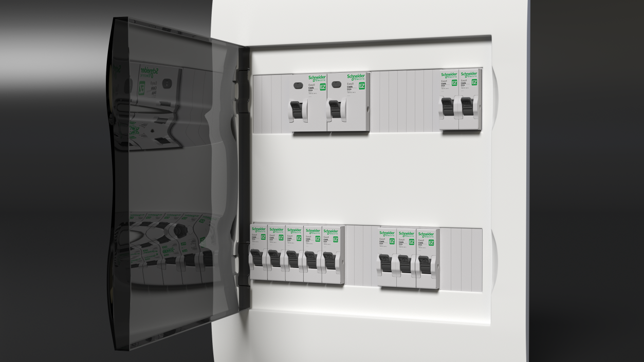 Schneider Electrical Enclosure with Circuit Breakers 3D