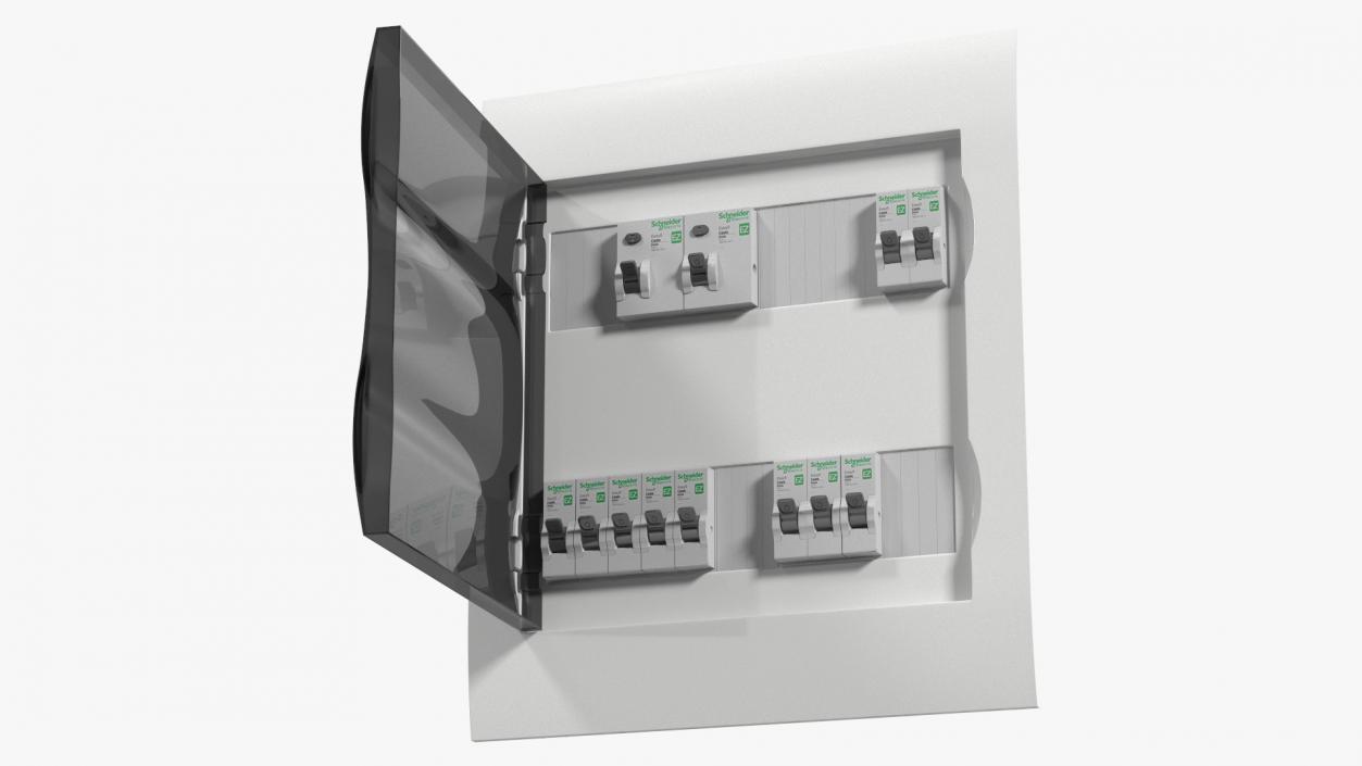 Schneider Electrical Enclosure with Circuit Breakers 3D