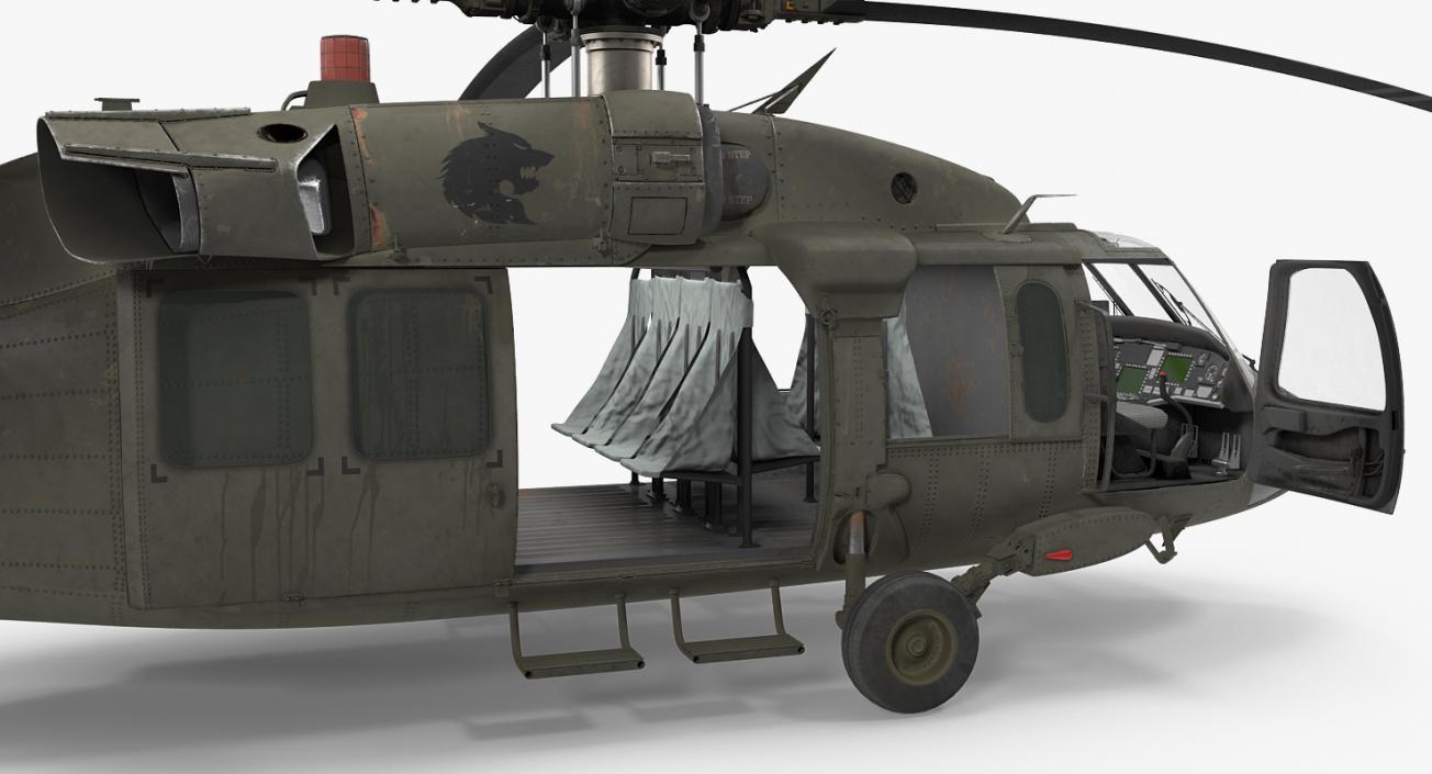 3D Sikorsky UH-60 Black Hawk US Military Utility Helicopter Rigged model