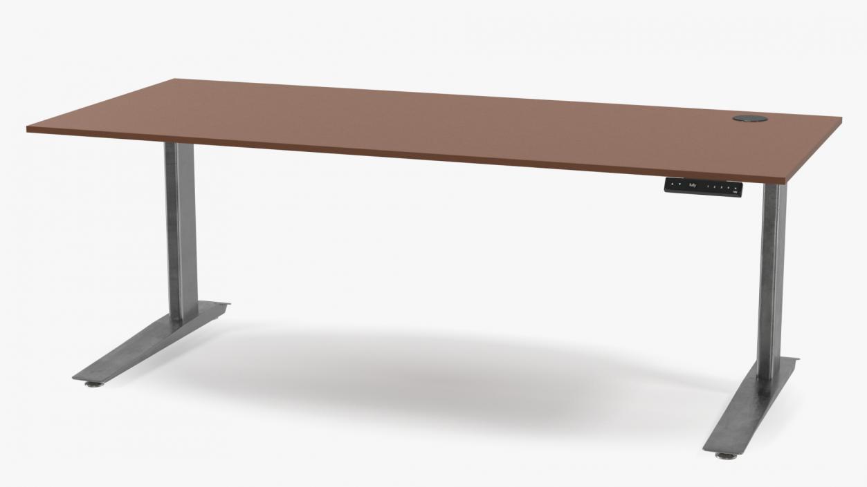 3D Brown Standing Desk Workstation
