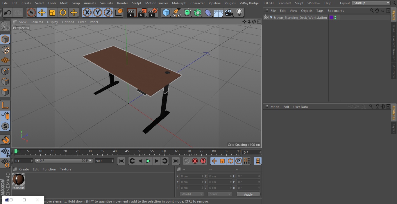 3D Brown Standing Desk Workstation