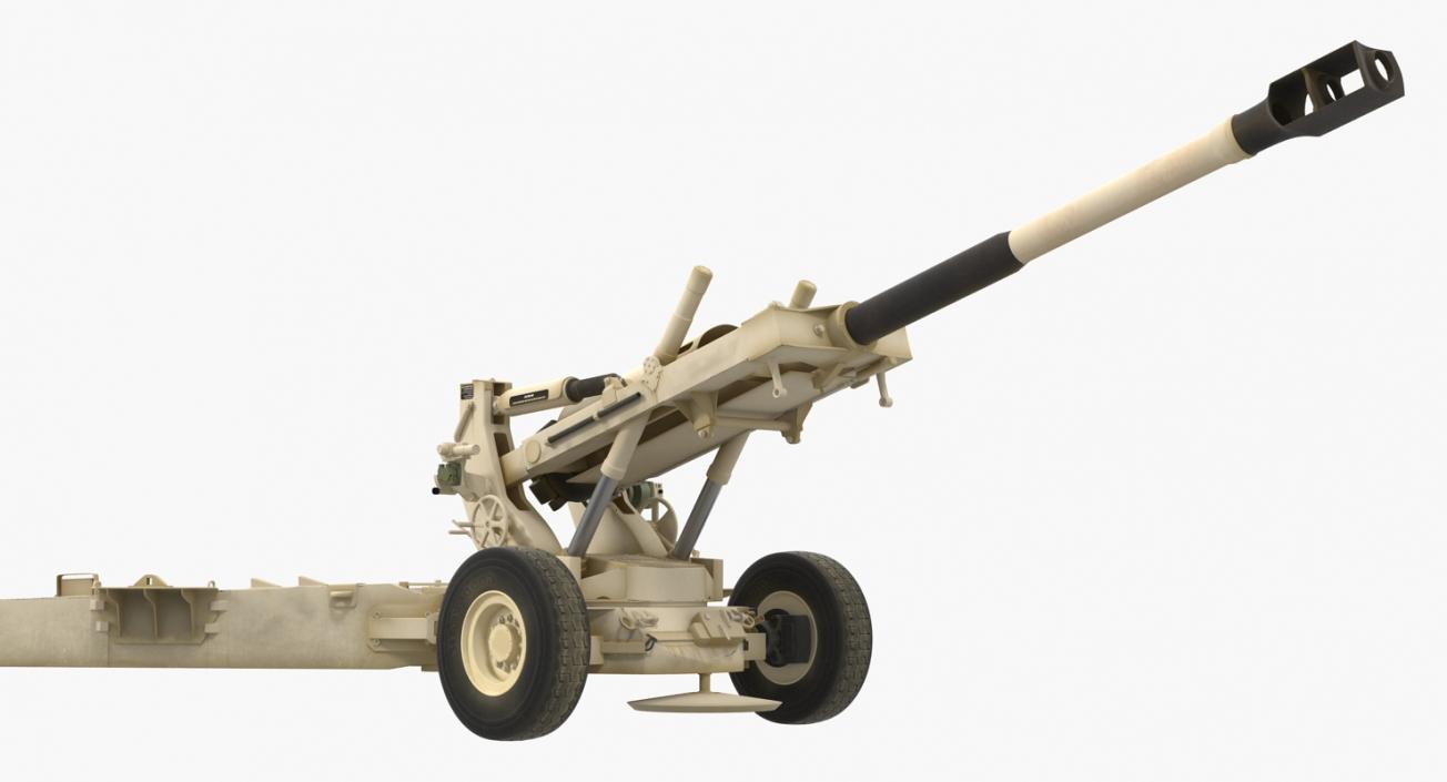 3D Artillery M198 155mm Howitzer Rigged