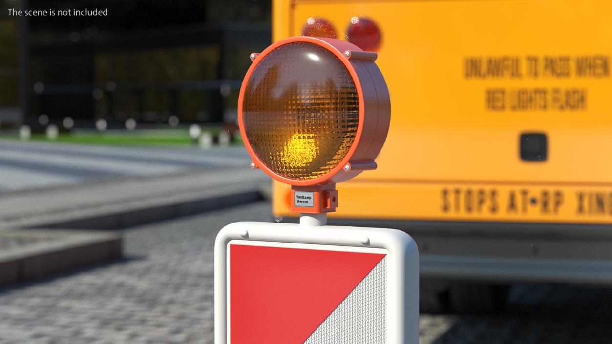 3D Roadworks Traffic Post with Warning Light