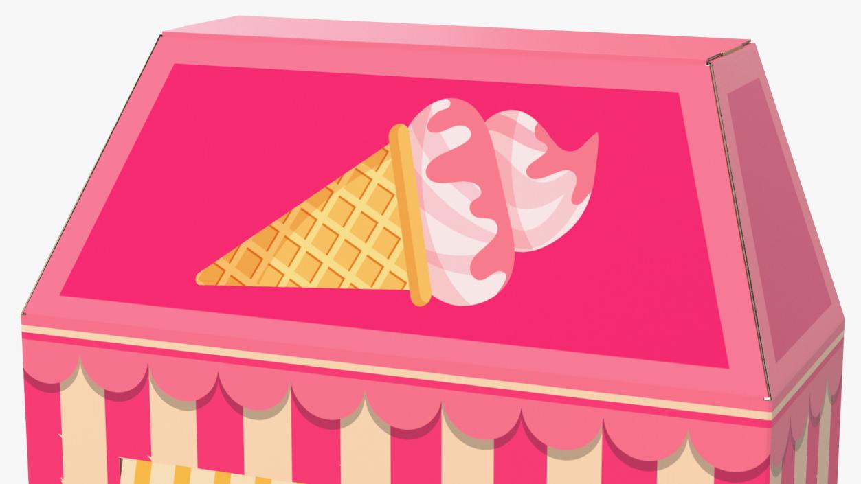 3D Ice Cream Booth Cardboard Stand