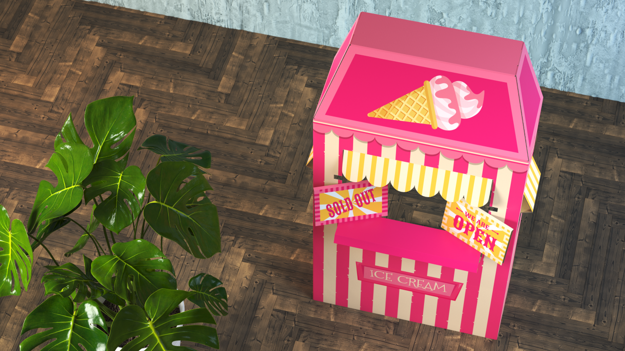 3D Ice Cream Booth Cardboard Stand