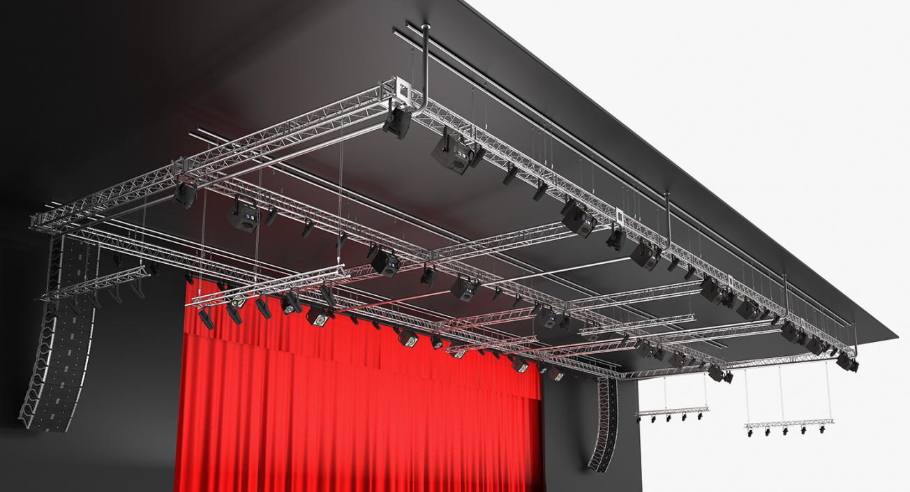 3D Theater Stage Closed Curtain model