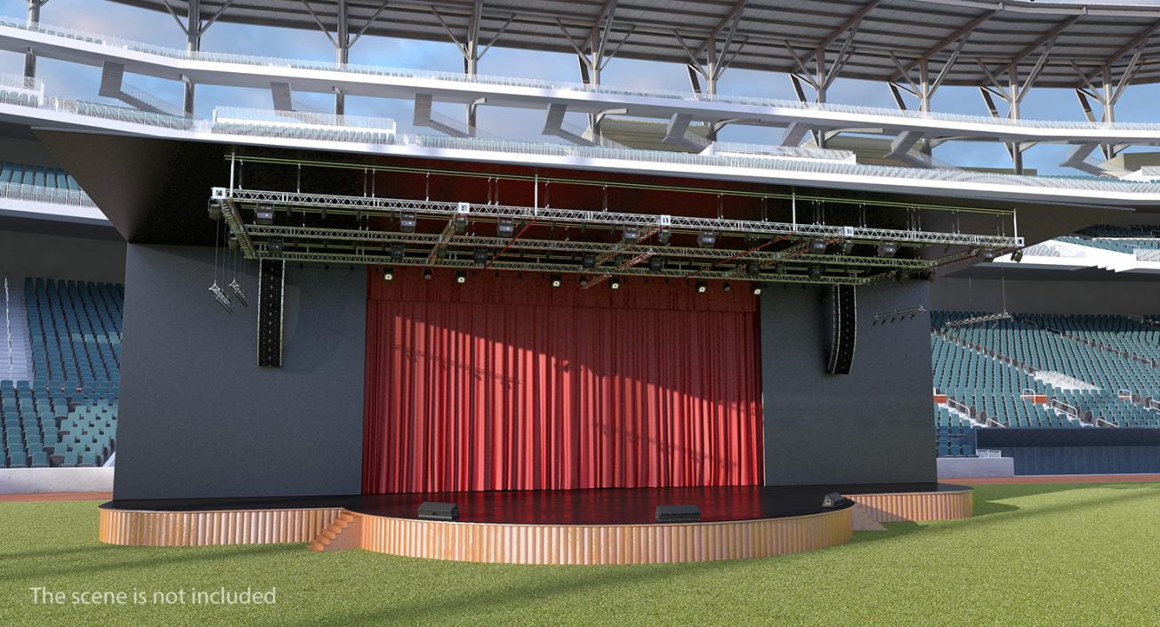 3D Theater Stage Closed Curtain model